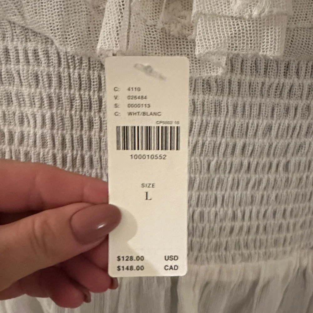 BNWT Anthropologie Sheer Ruffle Elegant Cream Ruffled Sleeveless Top - L - Picture 13 of 16